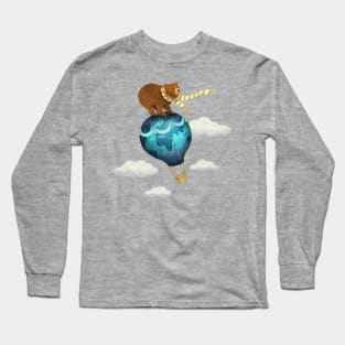 The Traveller - Brown Bear on Hot Air Ballon Long Sleeve T-Shirt